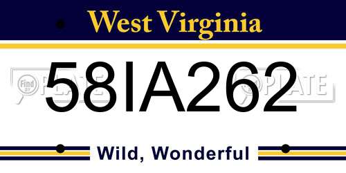 58IA262 West Virginia License Plate