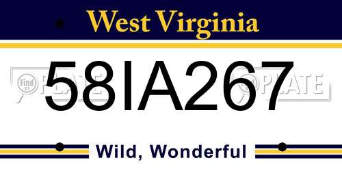 58IA267 West Virginia License Plate