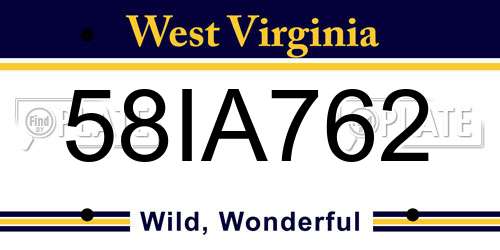 58IA762 West Virginia License Plate