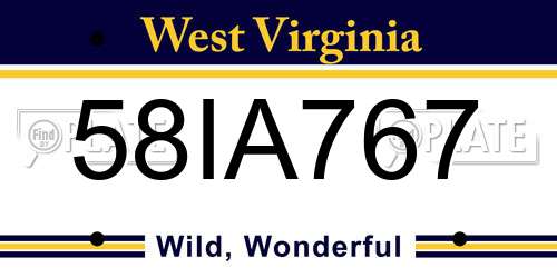 58IA767 West Virginia License Plate