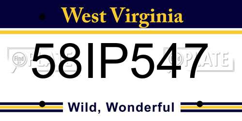 58IP547 West Virginia License Plate