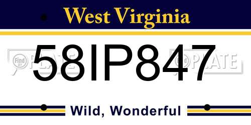 58IP847 West Virginia License Plate