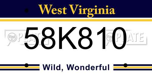 58K810 West Virginia License Plate