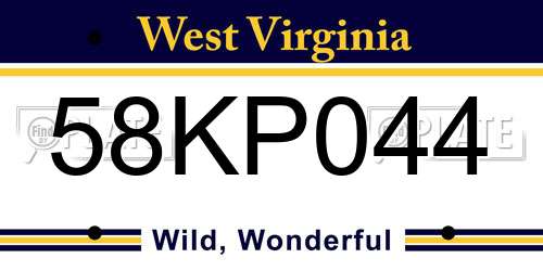 58KP044 West Virginia License Plate