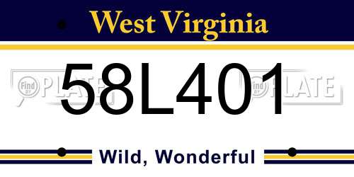 58L401 West Virginia License Plate