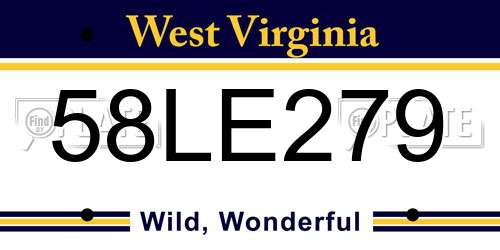 58LE279 West Virginia License Plate