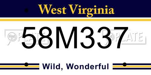 58M337 West Virginia License Plate