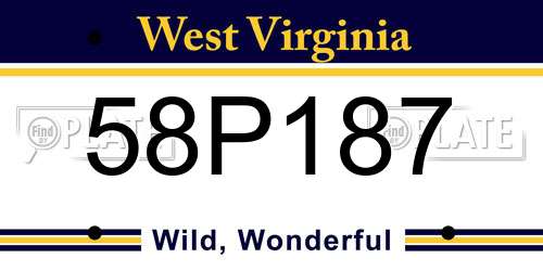 58P187 West Virginia License Plate