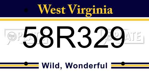 58R329 West Virginia License Plate