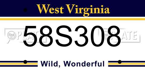 58S308 West Virginia License Plate