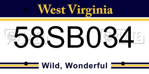 58SB034 West Virginia License Plate