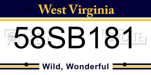 58SB181 West Virginia License Plate