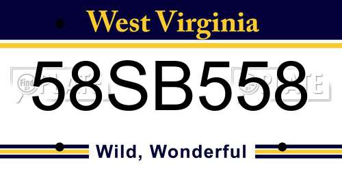 58SB558 West Virginia License Plate