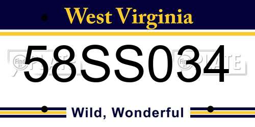 58SS034 West Virginia License Plate