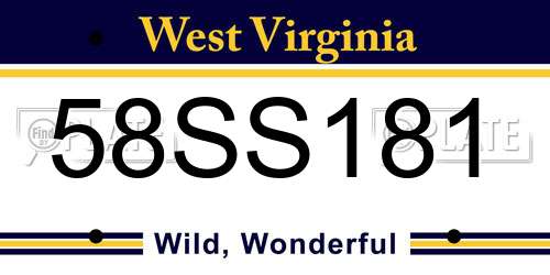 58SS181 West Virginia License Plate