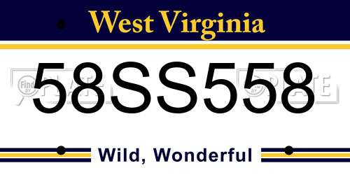 58SS558 West Virginia License Plate