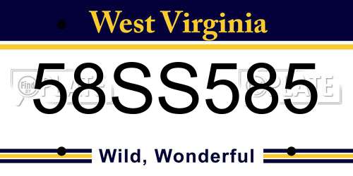 58SS585 West Virginia License Plate