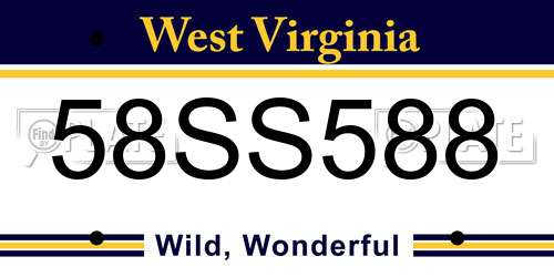 58SS588 West Virginia License Plate