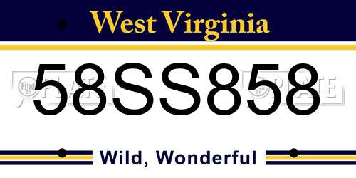 58SS858 West Virginia License Plate