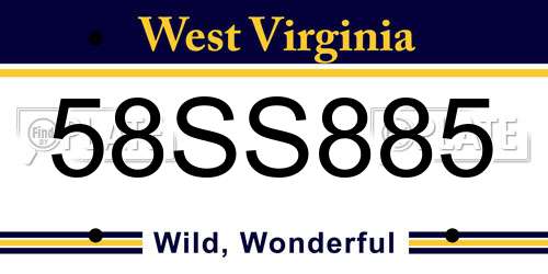 58SS885 West Virginia License Plate