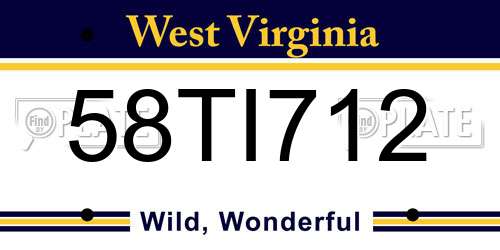 58TI712 West Virginia License Plate