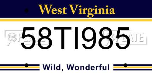 58TI985 West Virginia License Plate