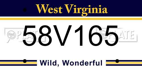 58V165 West Virginia License Plate