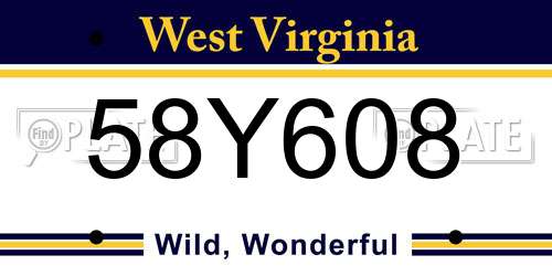58Y608 West Virginia License Plate
