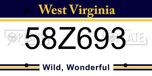 58Z693 West Virginia License Plate