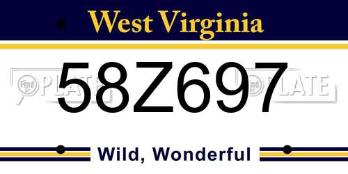 58Z697 West Virginia License Plate