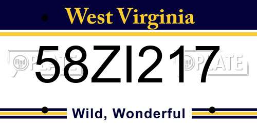 58ZI217 West Virginia License Plate