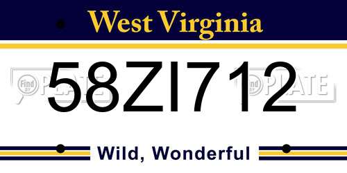 58ZI712 West Virginia License Plate