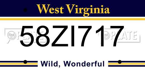 58ZI717 West Virginia License Plate
