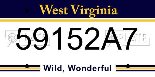 59152A7 West Virginia License Plate