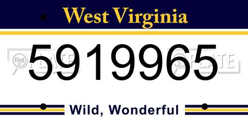 5919965 West Virginia License Plate