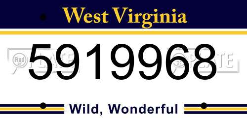 5919968 West Virginia License Plate