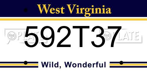 592T37 West Virginia License Plate