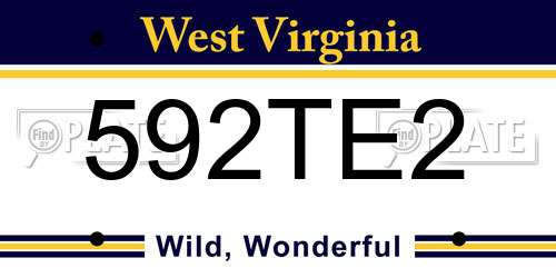 592TE2 West Virginia License Plate
