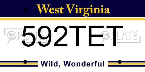 592TET West Virginia License Plate