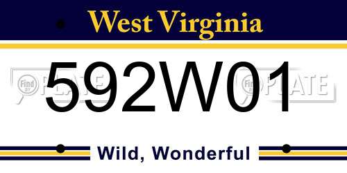 592W01 West Virginia License Plate