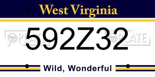 592Z32 West Virginia License Plate
