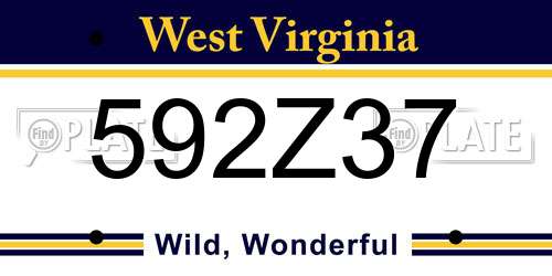 592Z37 West Virginia License Plate