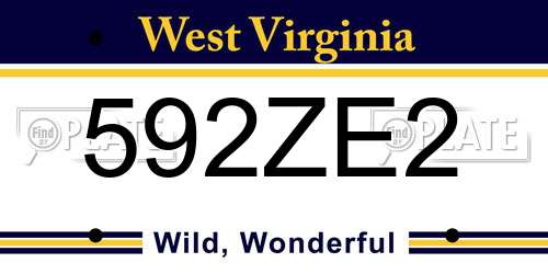 592ZE2 West Virginia License Plate