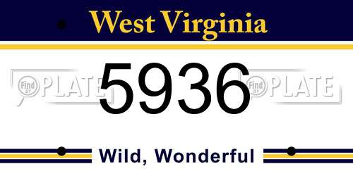 5936 West Virginia License Plate
