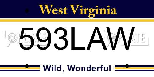 593LAW West Virginia License Plate