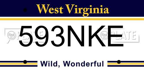 593NKE West Virginia License Plate