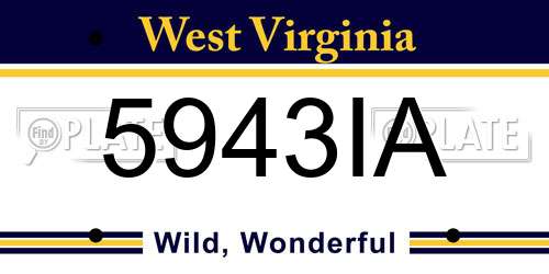 5943IA West Virginia License Plate