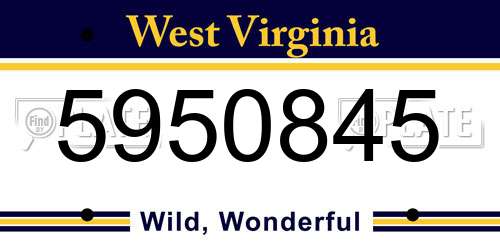 5950845 West Virginia License Plate