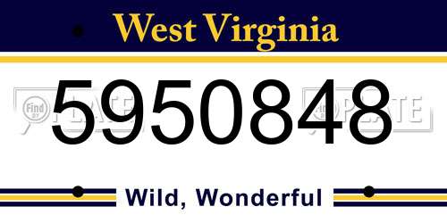 5950848 West Virginia License Plate
