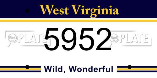 5952 West Virginia License Plate
